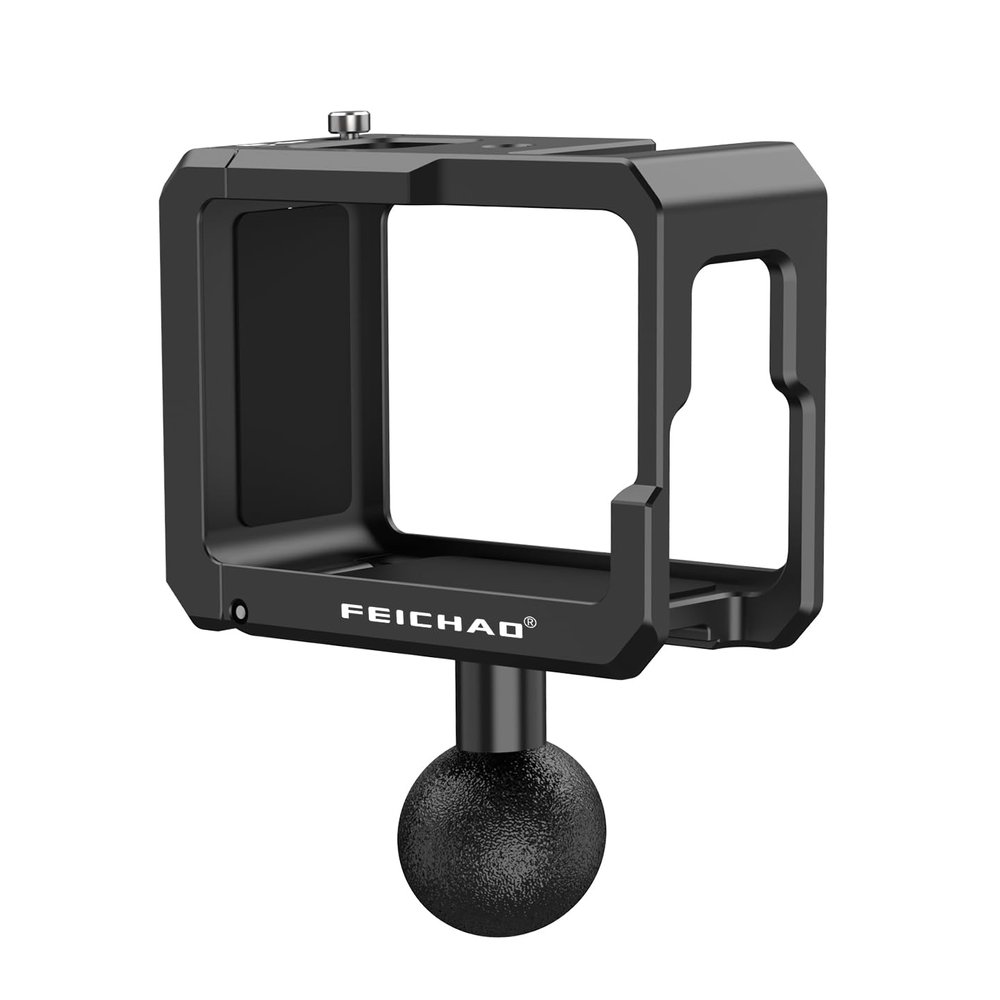 FEICHAO Camera Cage Horizontal Vertical Photohraphy with Cold Shoe Mount, 1/4" Thread Compatible with Action5Pro/4/3 (Upgrad 1" Ball Head)
