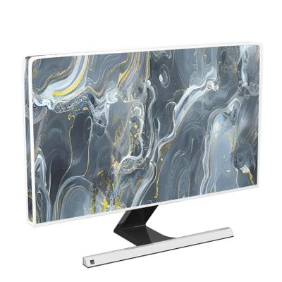 Baocicco Gray Gold Marble Waterproof 45, 46, 47, 48 Inch TV Dust Cover Anti-Static Dustproof Protective Aesthetic Texture Screen TV Covers Full Body Cover for Television Screen Desktop PC LED LCD OLED
