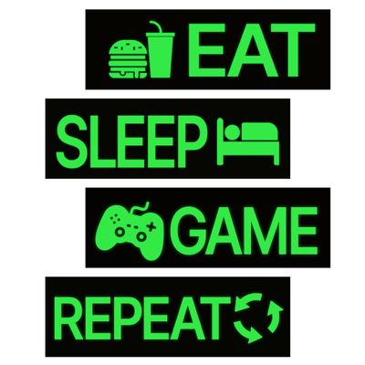 4 Pcs Glow in The Dark Neon Game Wall Stickers, Boys Gamer Room Wall Decals, Waterproof Vinyl Video Game Console Room Decor, Kids Bedroom PlayRoom Nursery Party (Green)