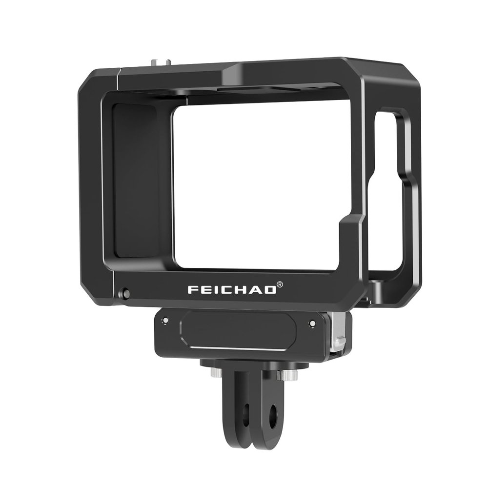 FEICHAO Camera Cage Horizontal Vertical Photohraphy with Cold Shoe Mount, 1/4" Thread Compatible with Action5Pro/4/3 (Upgrad Magnetic 2-Slot)