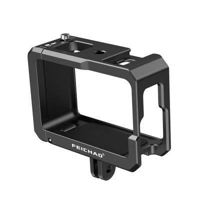 FEICHAO Camera Cage Horizontal Vertical Photohraphy with Cold Shoe Mount, 1/4" Thread Compatible with Action5Pro/4/3 (Upgrad 2-Slot)