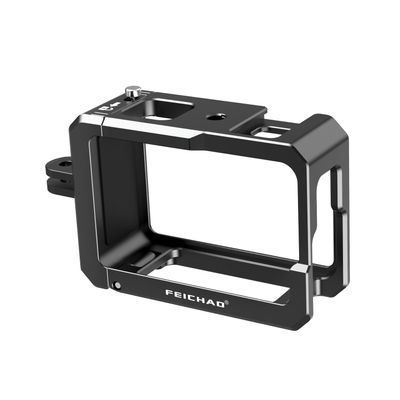 FEICHAO Camera Cage Horizontal Vertical Photohraphy with Cold Shoe Mount, 1/4" Thread Compatible with Action5Pro/4/3 (Standard 2-Slot)