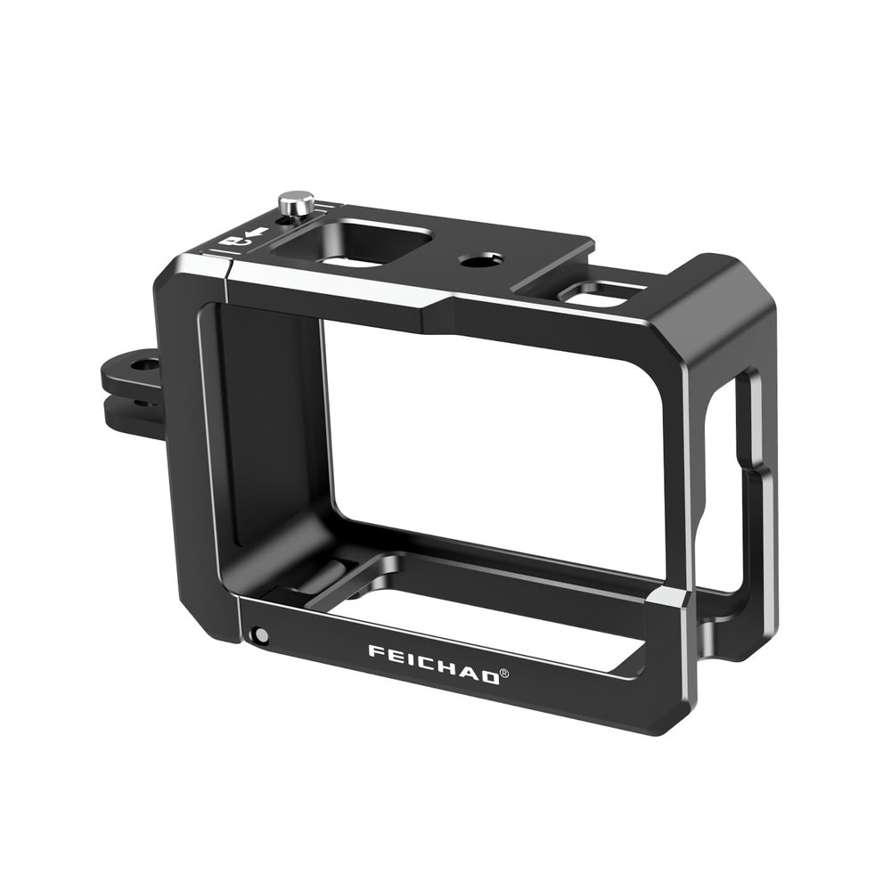 FEICHAO Camera Cage Horizontal Vertical Photohraphy with Cold Shoe Mount, 1/4" Thread Compatible with Action5Pro/4/3 (Standard 2-Slot)