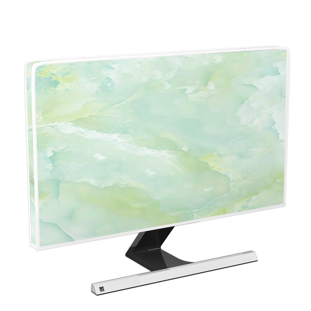 Baocicco Sage Green Marble Waterproof TV Dust Cover 40, 41, 4243 Inch Anti-Static Dustproof Abstract Creative Desige Television Accessories TV LCD Screen Texture TV Decoration for Tablet