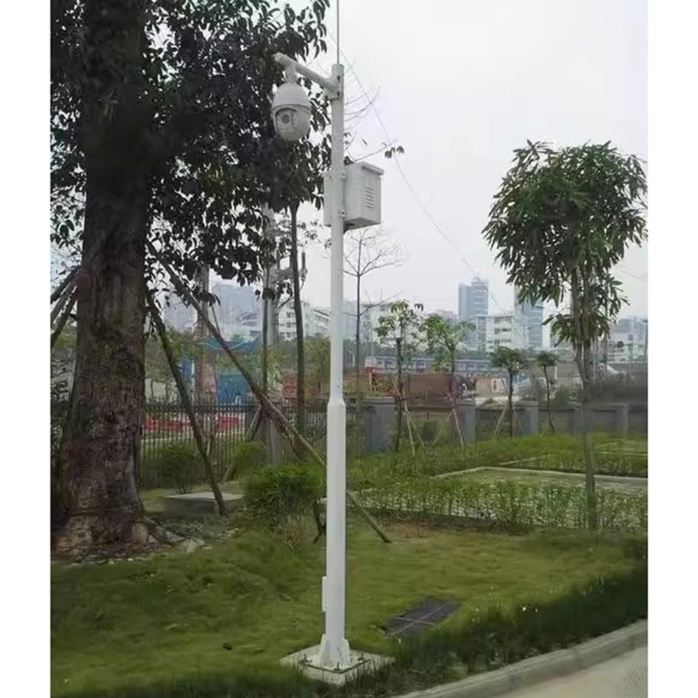 CHZDPP Weatherproof Security Camera Pole for Outside, Ground Mount Galvanized Surveillance Pole Column, for Warehouses/Factory/Construction Sites(98.4in/2.5m)