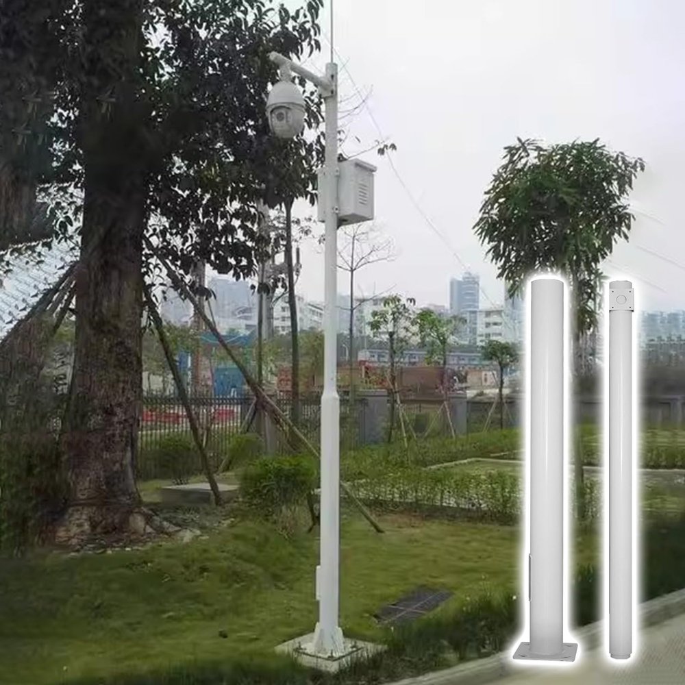 CHZDPP All-Weather Surveillance Pole, Outdoor-Rated Camera Bracket with Lightning Rod & Rebar Cage, Spliced Street Light Pole for Street/Yard/Stores(118in/300cm)