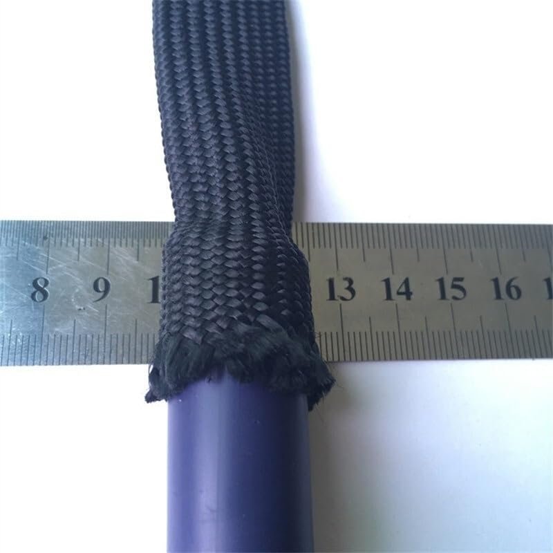 QQEURZSF 5M Soft Cotton Nylon Sleeve 4/6/8/10/12/14/16/18mm Protective Sleeve Powerbraid Wire Wrap Wire Looms and Wire Sleeves(Black,4MM)