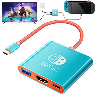TV Dock for Switch, Docking Station for OLED/Steam Deck/MacBook, Portable TV Adapter  Travel Dock, Compatible with Nintend0 Switch, Supports 4K@60Hz HDMI 2.0a HDR, 100W PD, USB 3.0