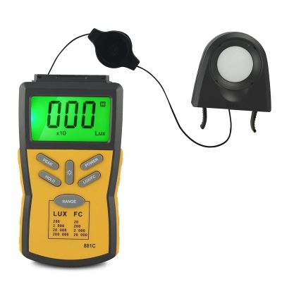 UV Meter, Digital Illuminance Light Meter 881C,Lumen/FC Photometer,Luxmeter Sensor Measure 0.1~200000 Lux (0.01~20000FC) Lights,Bright