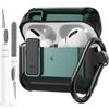 Olytop for Airpods Pro 3 Case with Lock Clip, Rugged Apple Airpods Pro 3rd Generation Cover 2025 Men Women, Armor Shockproof iPod Pro3 Gen Protective Hard Shell with Carabiner&Cleaner kit,Black/Green view 1