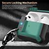 Olytop for Airpods Pro 3 Case with Lock Clip, Rugged Apple Airpods Pro 3rd Generation Cover 2025 Men Women, Armor Shockproof iPod Pro3 Gen Protective Hard Shell with Carabiner&Cleaner kit,Black/Green view 2