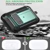 Olytop for Airpods Pro 3 Case with Lock Clip, Rugged Apple Airpods Pro 3rd Generation Cover 2025 Men Women, Armor Shockproof iPod Pro3 Gen Protective Hard Shell with Carabiner&Cleaner kit,Black/Green view 3