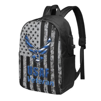 ZDHGAEW US Air Force Veteran Travel Laptop Backpack Bag with USB Charging Port 17 Inch Computer Business Backpacks for Men Work College Gift,Casual Daypack,Black