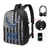 ZDHGAEW US Air Force Veteran Travel Laptop Backpack Bag with USB Charging Port 17 Inch Computer Business Backpacks for Men Work College Gift,Casual Daypack,Black view 3