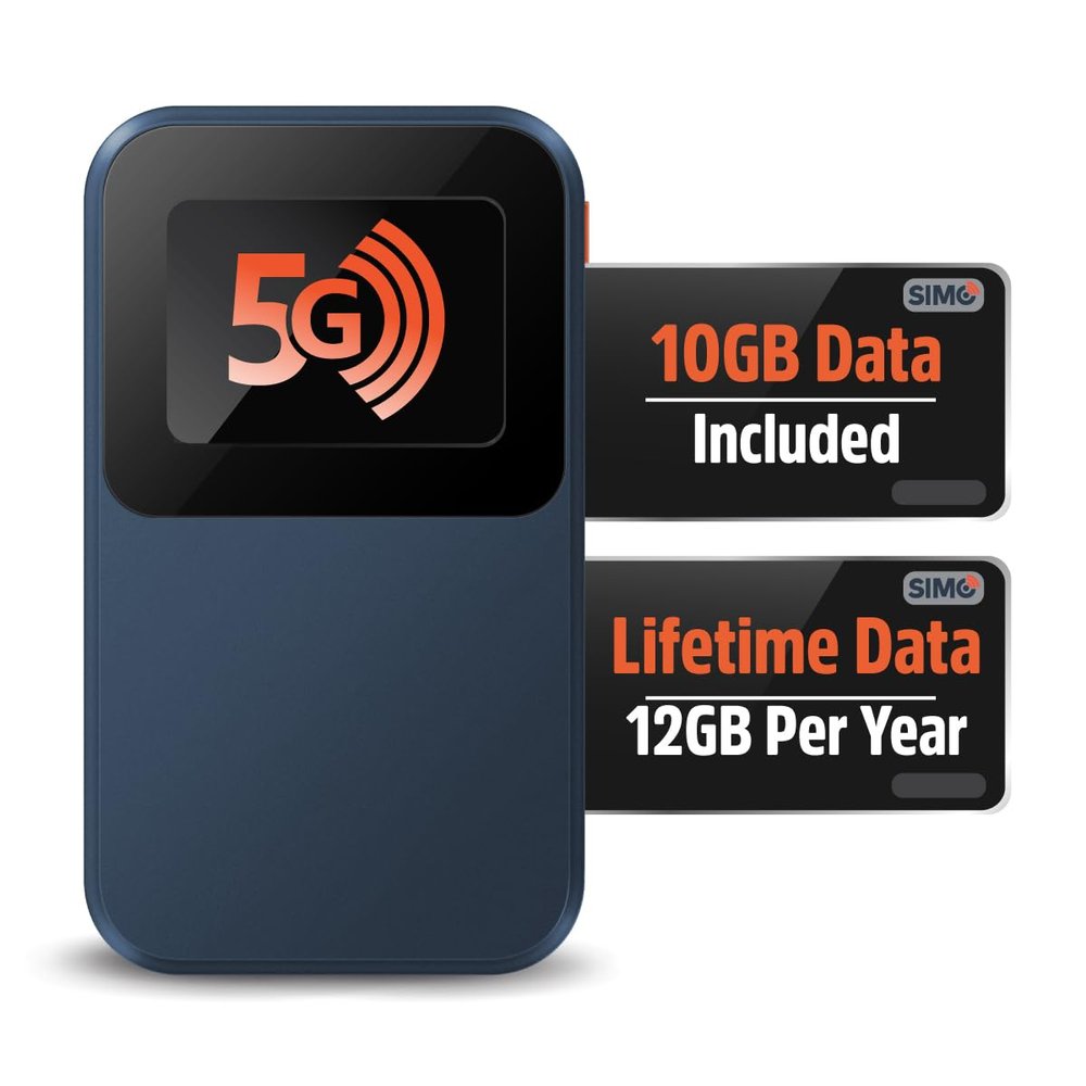 Solis Edge  5G Hotspot Device, Bundle Includes Lifetime Data (12GB Per Year) and 10GB Global Data, WiFi in 140+ Countries, Access 300+ Mobile Carriers, Portable Internet by SIMO