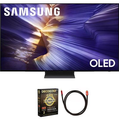 Samsung QN48S90FAEXZA 48 inch OLED 4K S90F Vision AI Smart TV 2025 (Renewed) Bundle with Deco Gear 6FT HDMI 2.0 Cable and CPS Exclusive 26 Month Protection Pack (BEACH-CPS-26M1500)