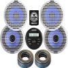 KICKER Marine Receiver and Speakers Package of 5 Items - in-Dash KM Series Digital Media Receiver, Four 6-1/2" LED Speakers & 12AWG Speaker Wire 40FT - Stereo Kit - 46KMC2, 2X 51KM614FL & 2X 46QW1220 view 1