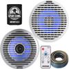 KICKER Speakers and Remote Package of 3 Items - 6.5" KM Series LED Marine Speakers for Boat with White and Silver Grilles, Remote Control and Speaker Wire (20FT) 4-ohm - 51KM614FL, 41KMLC & 46QW1220 view 1