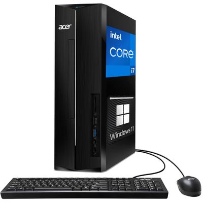 2025 Acer SFF Desktop computer Intel Core i7-14700K (Beats i9-12900K), 16GB RAM, 512GB PCIe SSD, Intel UHD Graphics 730, Wi-Fi, 2-Monitor Support 4K, Keyboard & Mouse, Bluetooth, RJ45, Windows 11 home