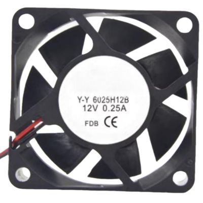 YY6025H12B Fan 6CM for 12V 0.25A 6025 60X60X25MM 2-Wire Cooling Fan