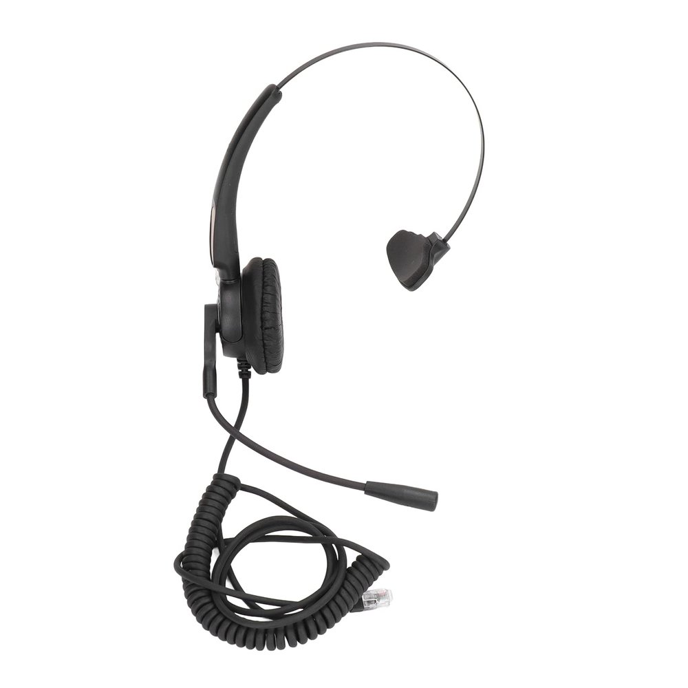 lvifloae Rj9 Telephone Headset Noise Canceling Single Sided Headphone with Mic Spring Cord Anti Design Adjustable Headband Ideal for Call Centers Office Phones