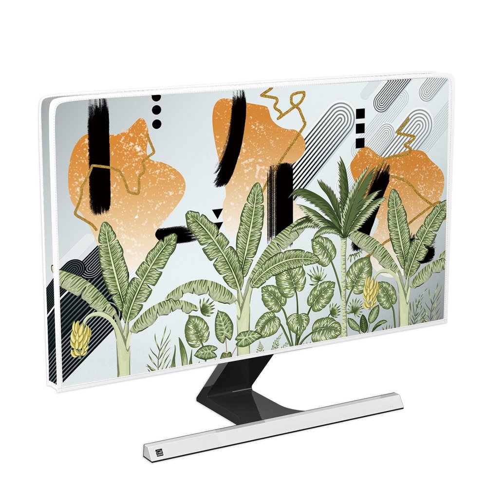 Baocicco Boho Tropical Leaves Waterproof 58, 59, 60 Inch TV Dust Cover Anti-Static Dustproof Botanical Bohemian Plant Screen TV Covers for Television Screen LED LCD OLED TVs PC Weatherproof