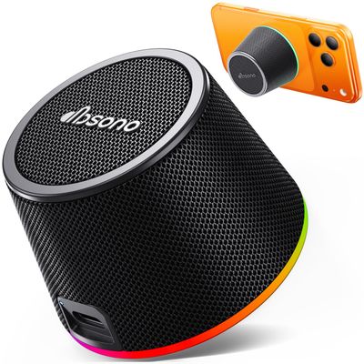 dbsono Small Portable Bluetooth Speaker - Mother's Day & Graduation Gifts, 3-in-1 Magnetic Phone Stand Speaker with Color Changing Lights, Waterproof Cool Gadgets &Travel Essentials for Men Teen Boys