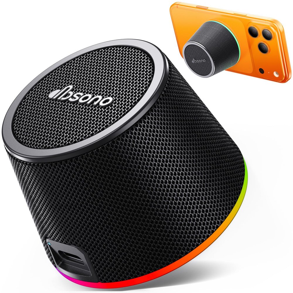 dbsono Small Portable Bluetooth Speaker - Mother's Day & Graduation Gifts, 3-in-1 Magnetic Phone Stand Speaker with Color Changing Lights, Waterproof Cool Gadgets &Travel Essentials for Men Teen Boys
