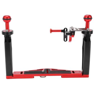 Luqeeg Dual Handle Tray Stabilizer Rig, Aluminum Alloy Underwater Camera Housing Tray with Shutter Trigger Underwater Balance Photography for SLR Cameras Sports Cam Diving Lights