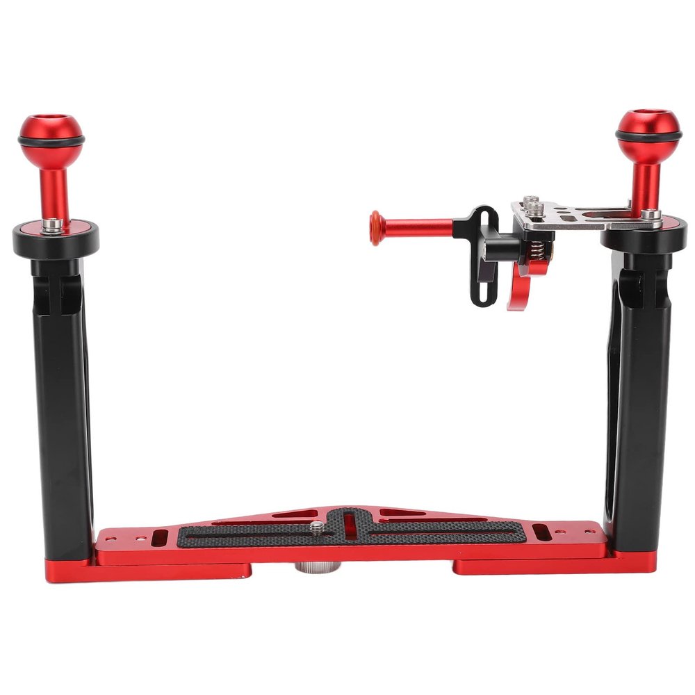 Luqeeg Dual Handle Tray Stabilizer Rig, Aluminum Alloy Underwater Camera Housing Tray with Shutter Trigger Underwater Balance Photography for SLR Cameras Sports Cam Diving Lights