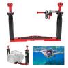 Luqeeg Dual Handle Tray Stabilizer Rig, Aluminum Alloy Underwater Camera Housing Tray with Shutter Trigger Underwater Balance Photography for SLR Cameras Sports Cam Diving Lights view 3