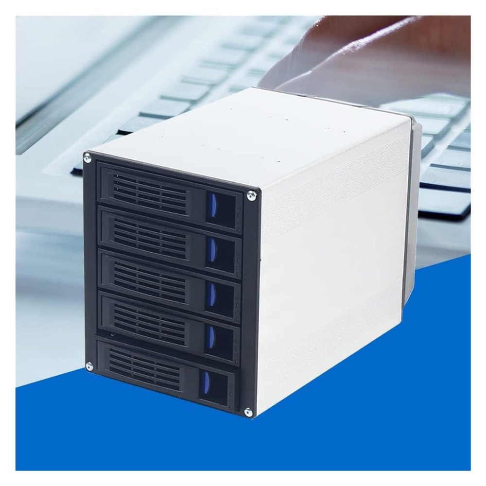5 Bay Hard Drive Enclosure, Vertical External Hard Drive Docking SATA HDD SSD, Aluminum Alloy Drive Case Support, Power Adapter