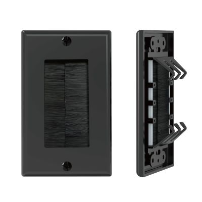 Tecmojo Brush Wall Plate, Cable Pass Through Insert for HDTV, Home Theater Systems, Sturdy Brushes with Smart Cable Catcher, Black, 2 Pack