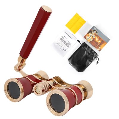 Opera Glasses Binoculars, 3X25 Concert Binoculars, High-Definition Optical Lens Adjustable Focus Button and Foldable Stretchable Handle Theater Glasses for Music Concert, Cinema