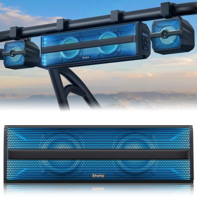 Ehaho 2.1CH Stereo UTV Sound Bar (Subwoofer) and Speakers, 16 Inch Bluetooth ATV Soundbar with RGB Lights, Waterproof Golf Cart Speakers, Marine Sound bar Compatible with SXS Polaris RZR Can-Am