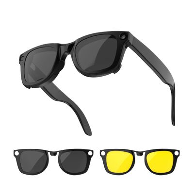 HIBLOKS Non-Polarized Clip On Sunglasses for Ray-Ban Meta Wayfarer RW4008 (Size L 53-22), Discoloration Clips for Rayban Meta Wayfarer Smart Glasses, Protect Eyes, Cool and Fashion (Black & Yellow)