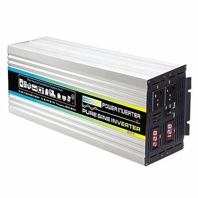 20000W Pure Sine Wave Inverter 12V/24V/48V/60V DC to 110V/220V AC Car Adapter, Multi-Protection, LED Display, High Power Converter for RV, Solar, Home Use