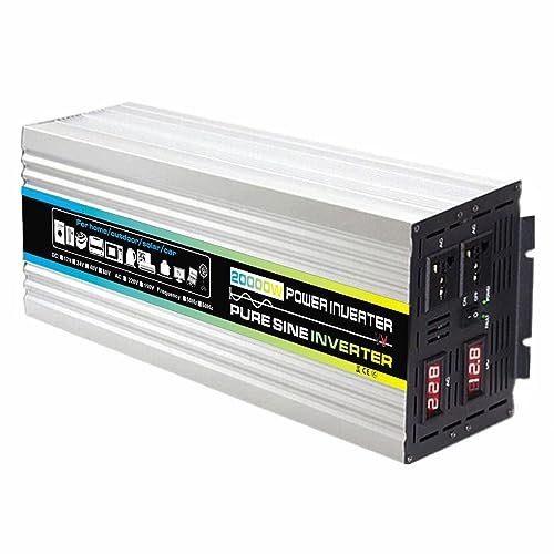 20000W Pure Sine Wave Inverter 12V/24V/48V/60V DC to 110V/220V AC Car Adapter, Multi-Protection, LED Display, High Power Converter for RV, Solar, Home Use