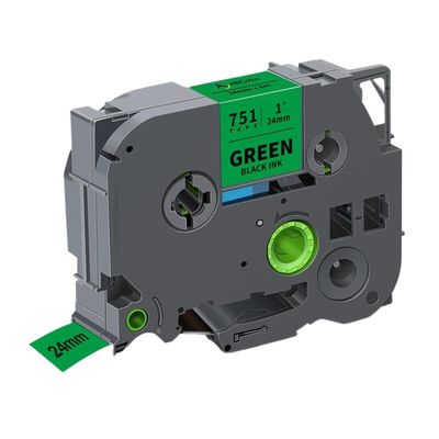 1Pcs 24mm Black On White TZe Label Tape Compatible with TZe 251 651 451 551 751 for Label Printer(Black on Green)