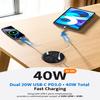 3 inch Recessed Power Grommet with AC Outlets, 20W USB C Fast Charging Conference Recessed Outlet, 40W Total, Flush Mount for Desk,Office Tables,Furniture, 4 USB Ports, Black view 3
