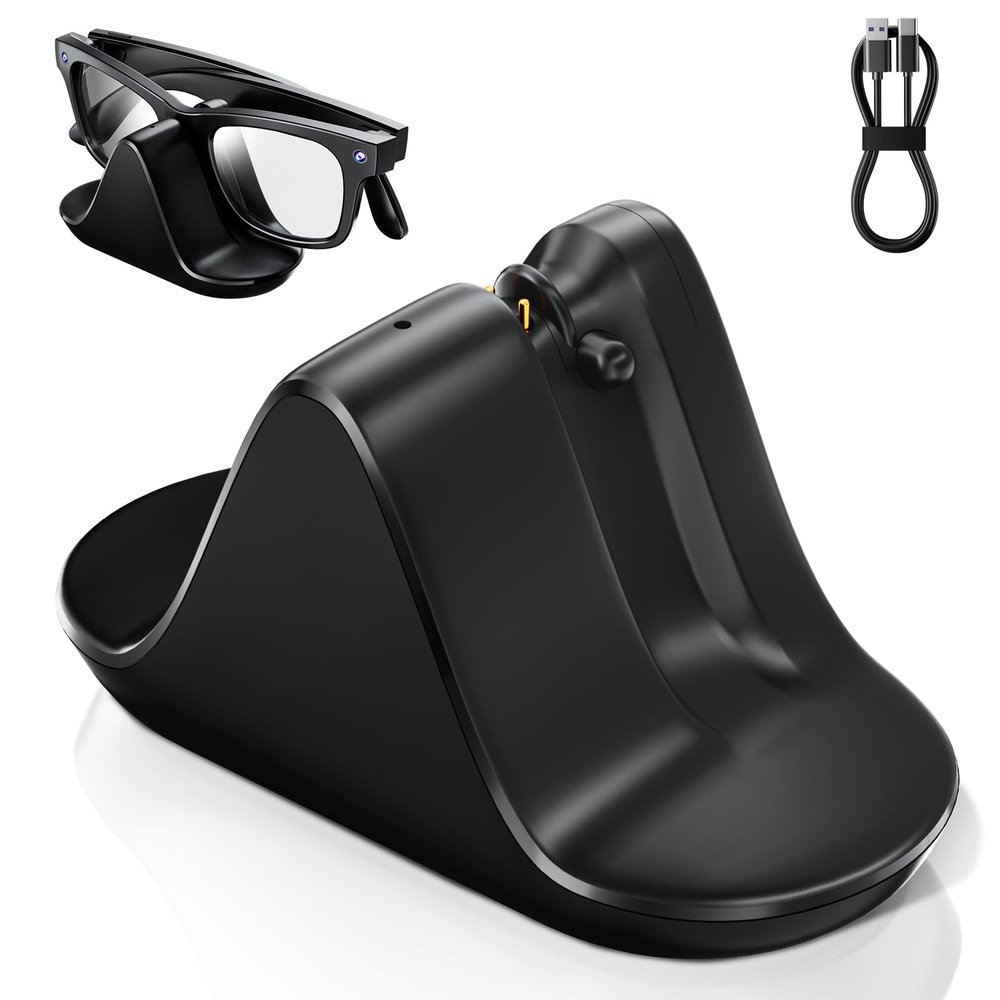 Charging Stand for RayBan Glasses, Charging Stand & USB-C Cable Compatible with RayBan Meta Smart Glasses - Black