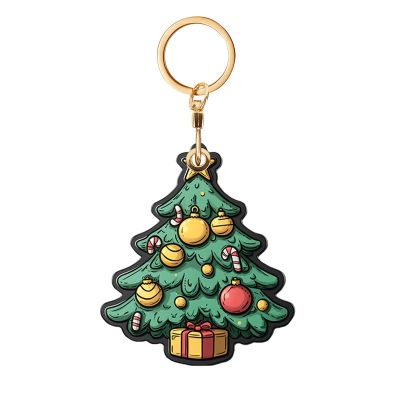 Christmas Tree Decorative Keychain, Leather GPS Case With Air Tag, Compatible with Trackers and Access Cards 3.5x3.5 Inches