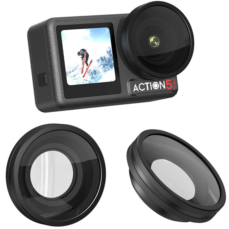 Coyktonty Wide-Angle Lens for Osmo Action 5 Pro,HD Optical Glass with 2-Layer Coating 180 Ultra-Wide View Scratch-Resistant Lightweight