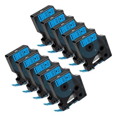 12mm 5/10PK Compatible Label Tape for D1 45013 45010 45018 Works with Labeling Machine LabelManager LM160 LM420P(10PK Black on Blue)