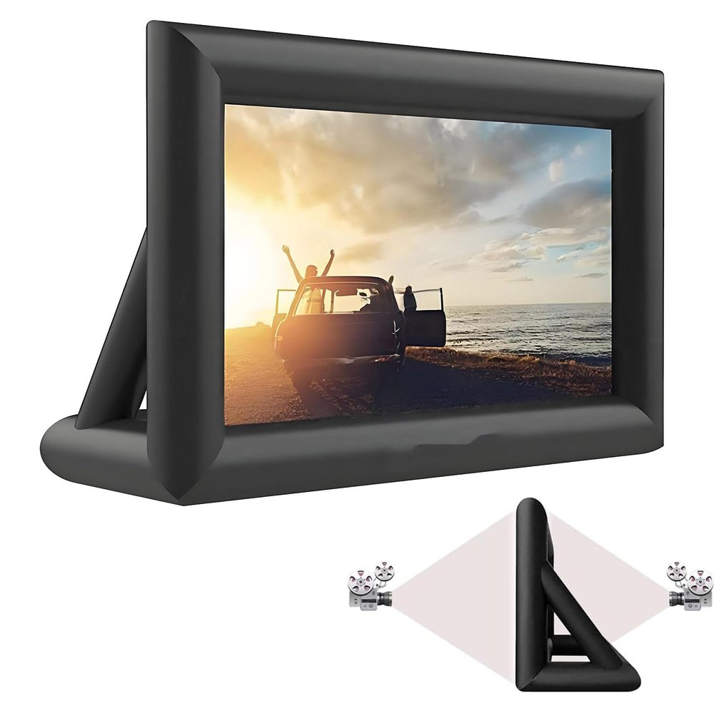 DPLWJPP Portable Projector Screens wth Blower Outdoor Projector Screen Double Sided Front Rear Projection Movie Screen for Backyard Party Travel Home Theater 14ft