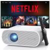 1500 ANSI Official Licensed Smart Projector, Compatible with Netflix, HOMPOW 4K Full HD Home Theater Projector with WiFi and Bluetooth, Built-in Apps, Electric Focus Outdoor & Indoor Movie Projector view 1