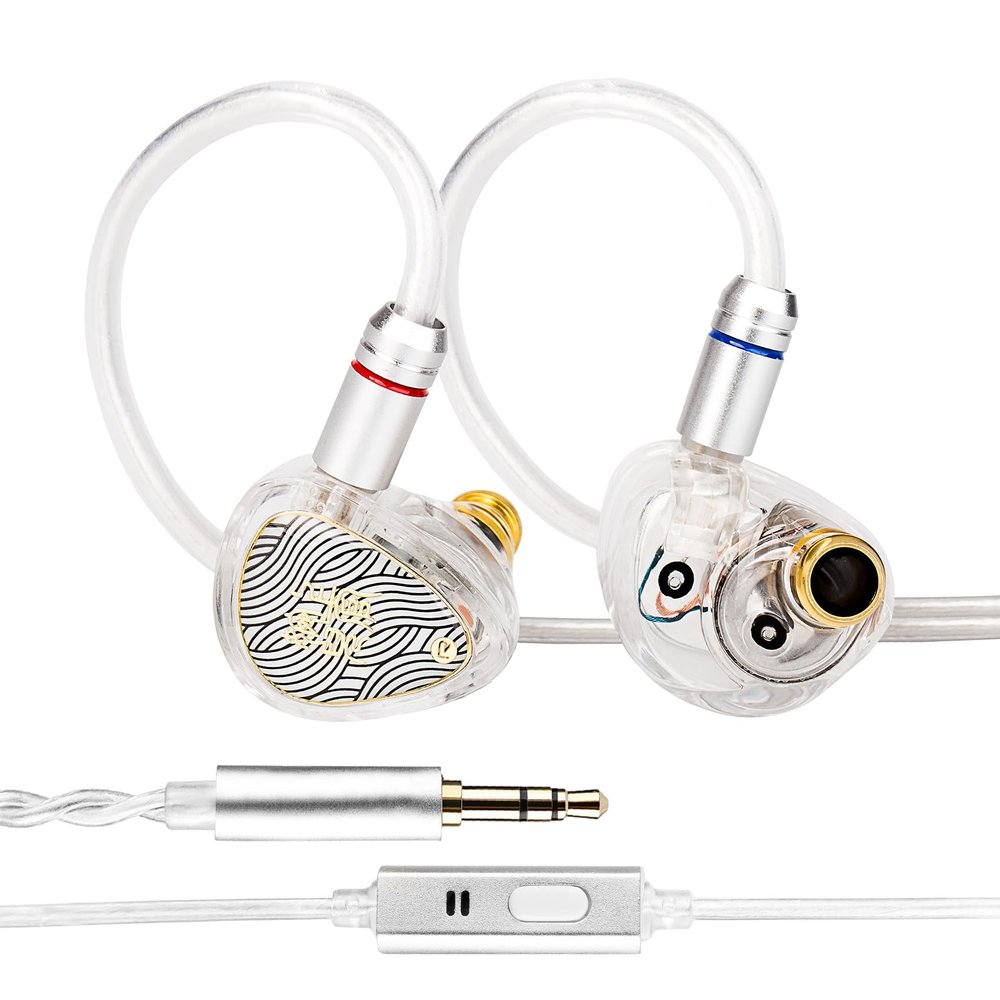 Kinboofi WAN'ER S.G II in Ear Monitor, HiFi Quality Wired Earbuds,10mm Dynamic Driver PET Diaphragm Gaming Earphones,Noise Isolation IEM Headphone with Detachaable 2pin Cable (3.5mm Mic, Clear White)