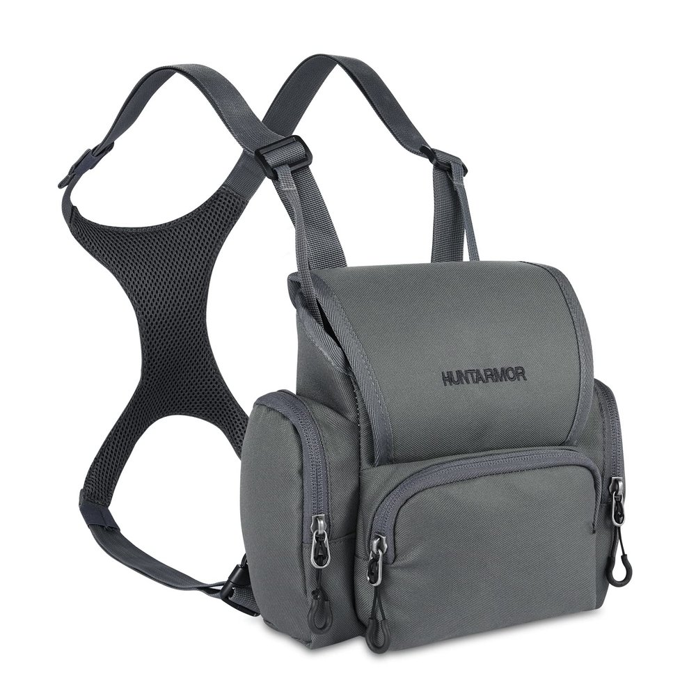 UIIHUNT Binocular Harness Chest Pack - Lightweight Bino Harness with Rangefinder Pouch - Durable Binocular Chest Packs for Hunting & More - Bino Harness Holds rangefinders, Phones, ect