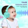 Cowyawn Kids Headphones, Toddler Headphone with Safe Volume Limiter 94dB, Wired School Headphones for Kid, 3.5mm Adjustable On-Ear Headphone for Boys/Girls/Children/Teens/iPad/Computer, Purple Green view 2