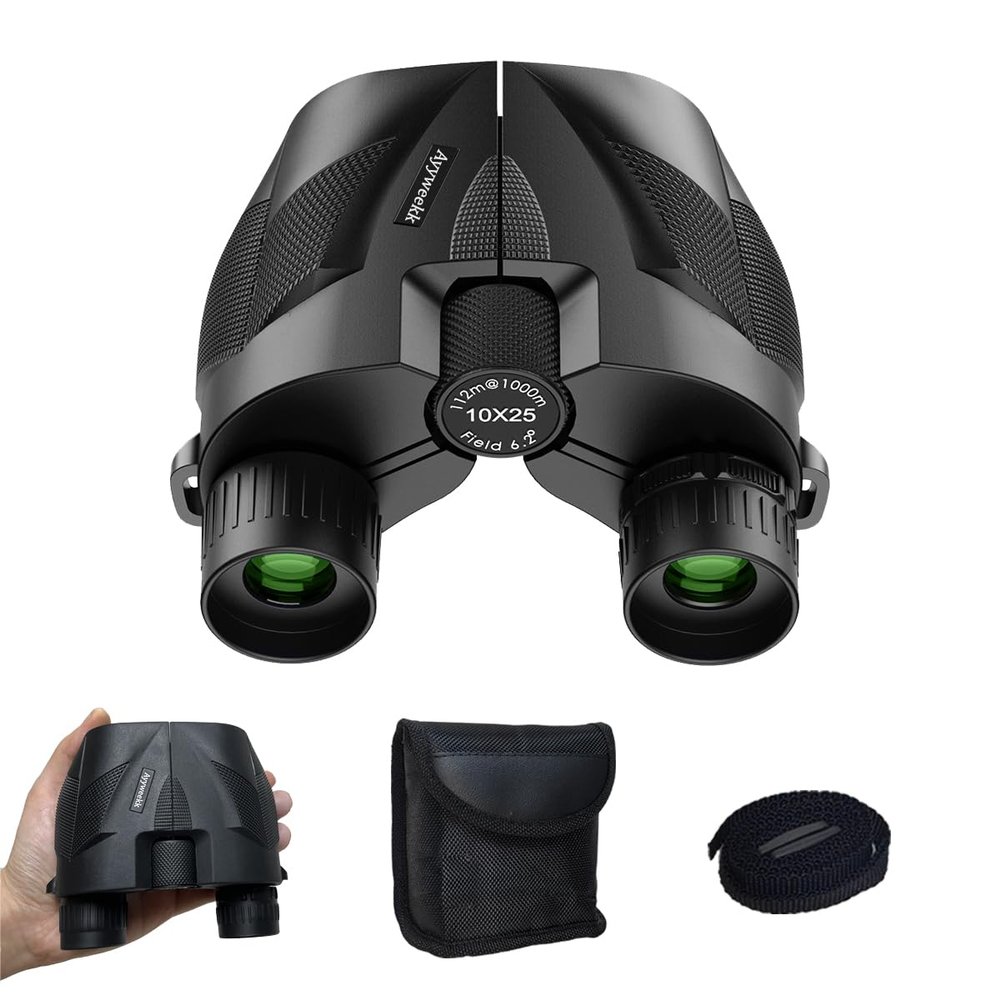 10x25 Binoculars for Adults & Kids, Compact HD Binoculars with Large View for Bird Watching, Travel, Concert, Hunting, Sport Games